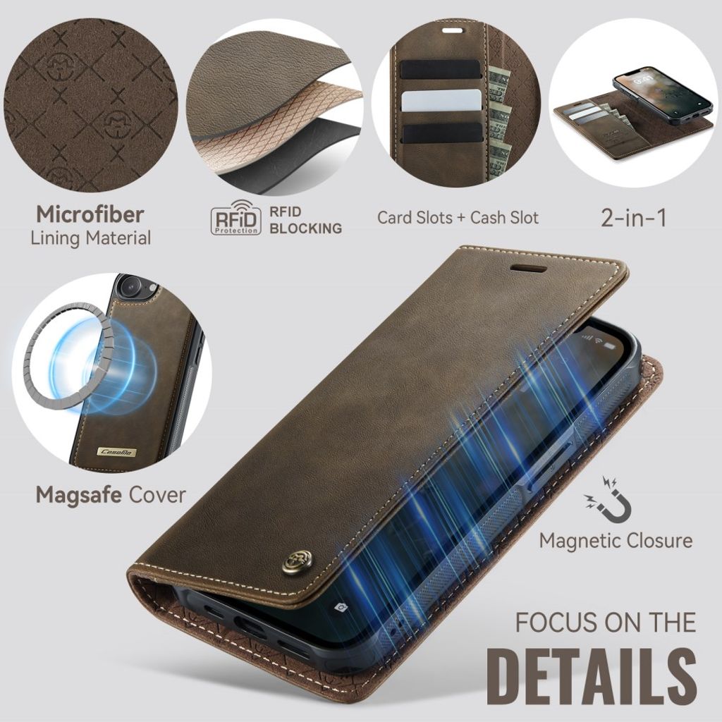 CaseMe iPhone 16e/iPhone 17e Fodral C49 Series Brun