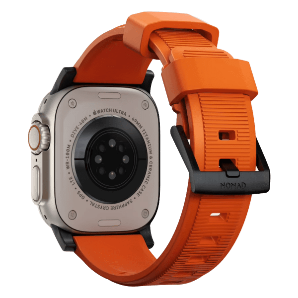Nomad Apple Watch 44/45/46mm/Apple Watch Ultra Armband Rugged Band Black Hardware Ultra Orange