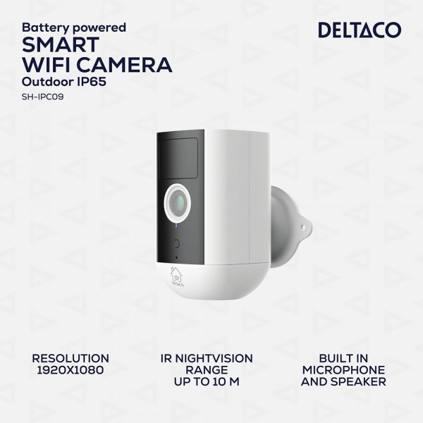 Deltaco Smart Home Batteridriven WiFi Kamera IP54