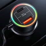 USAMS Billaddare 60W Car Charger with Spring Cable