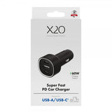 X2O Billaddare 60W Trippel USB-C/USB-A GaN Svart