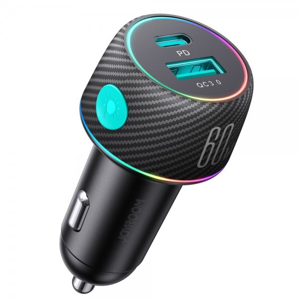 Joyroom Billaddare CCN01 60W Car Charger with Light Button USB-A USB-C