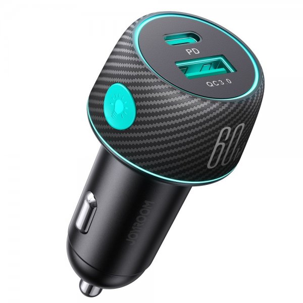 Joyroom Billaddare CCN01 60W Car Charger with Light Button USB-A USB-C