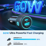 Joyroom Billaddare CCN01 60W Car Charger with Light Button USB-A USB-C