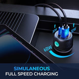 Joyroom Billaddare CCN01 60W Car Charger with Light Button USB-A USB-C