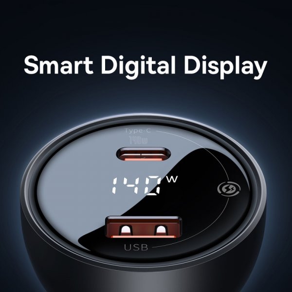 Baseus Billaddare Digital Display PD3.1 Dual Cast Car Charger 140W