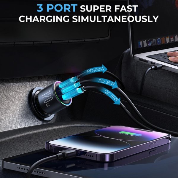 Joyroom Billaddare JR-CCN07 3-port Car Charger 120W