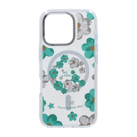 iPhone 16 Pro Skal Blommönster MagSafe Grön