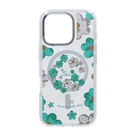 iPhone 16 Pro Max Skal Blommönster MagSafe Grön
