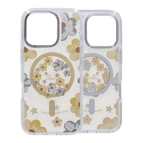 iPhone 16 Pro Max Skal Blommönster MagSafe Gul
