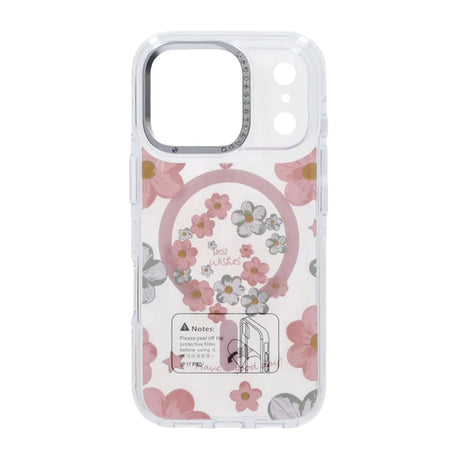iPhone 17 Pro Max Skal Blommönster MagSafe Rosa