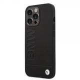 BMW iPhone 14 Pro Skal Hot Stamp Metal Logo Svart