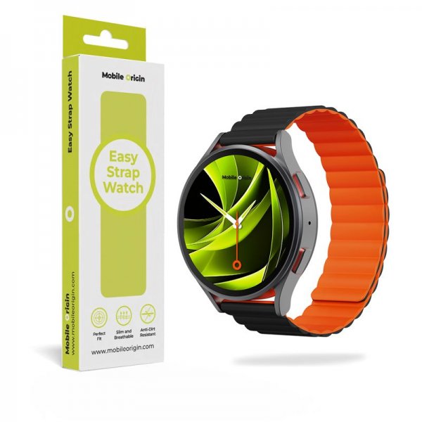 Mobile Origin Samsung Galaxy Watch 20mm Armband Easy Strap Svart Orange