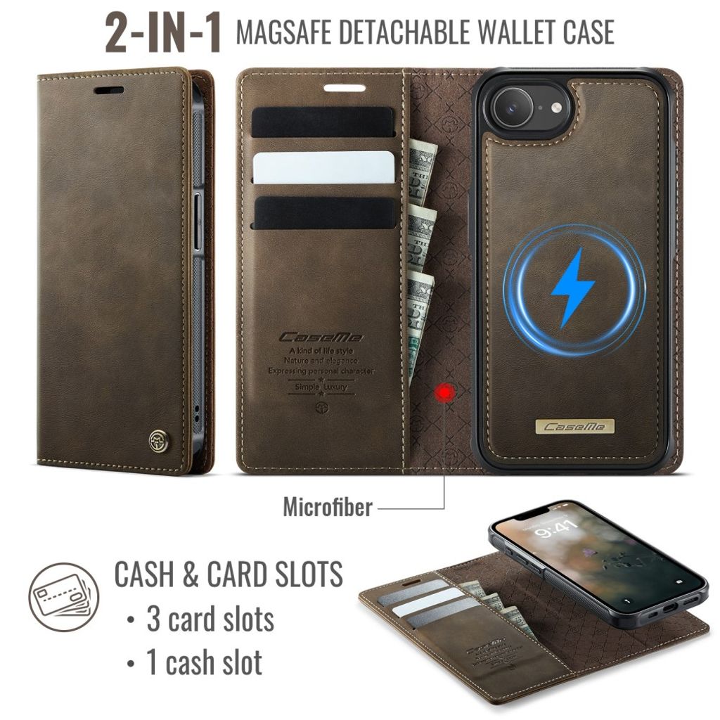 CaseMe iPhone 16e/iPhone 17e Fodral C49 Series Brun
