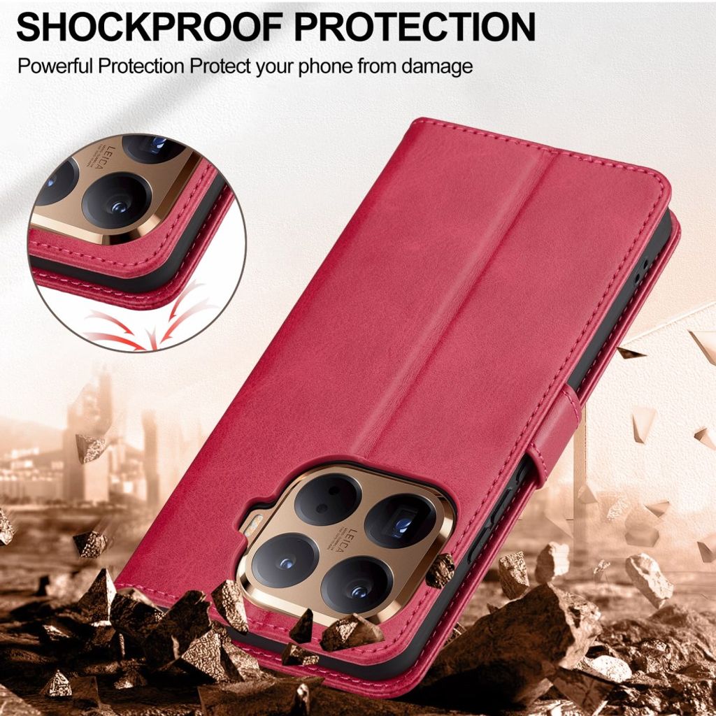 Lc.Imeeke Xiaomi 17T Fodral med Kortfack Stativfunktion Rosa
