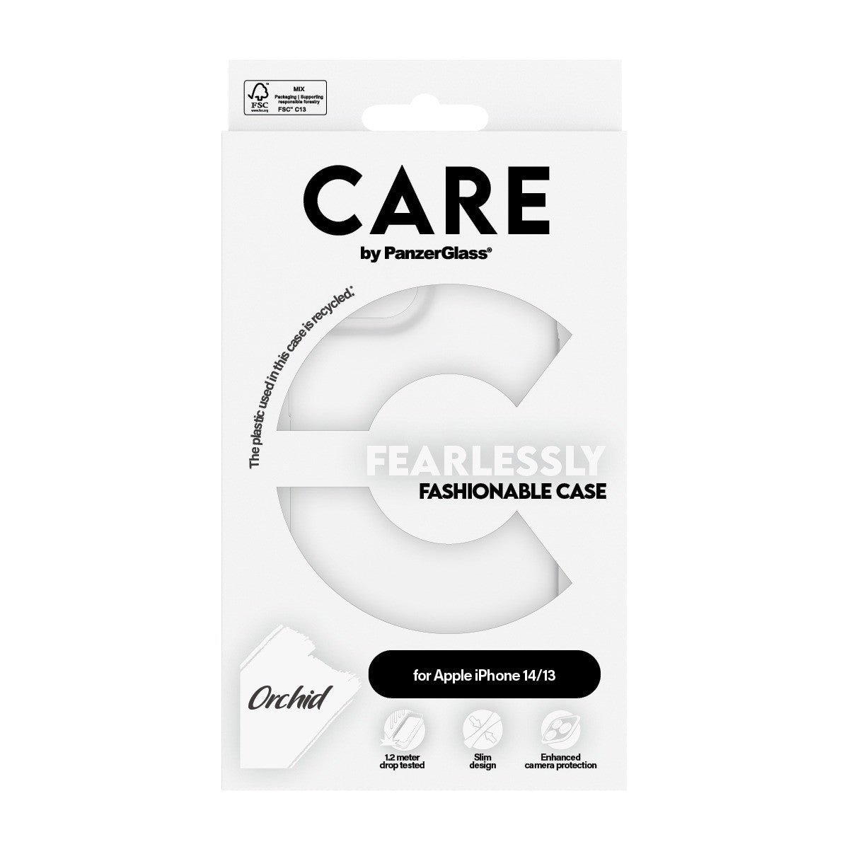 CARE by PanzerGlass iPhone 13/iPhone 14 Skal Fashionable White Orchid