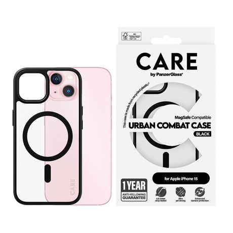 CARE by PanzerGlass iPhone 15 Skal Urban Combat MagSafe Svart