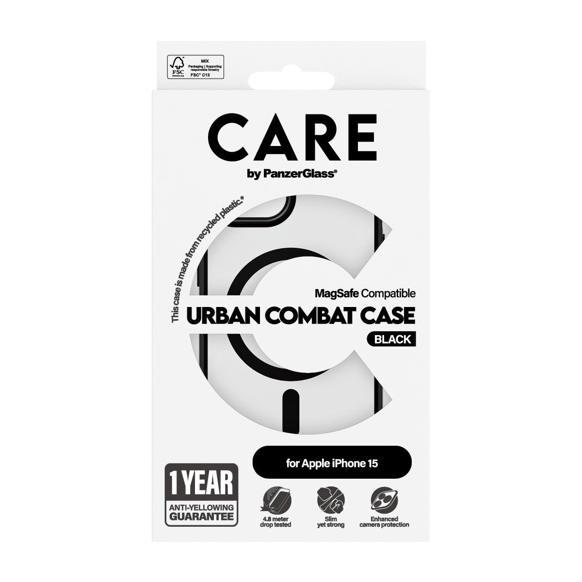 CARE by PanzerGlass iPhone 15 Skal Urban Combat MagSafe Svart