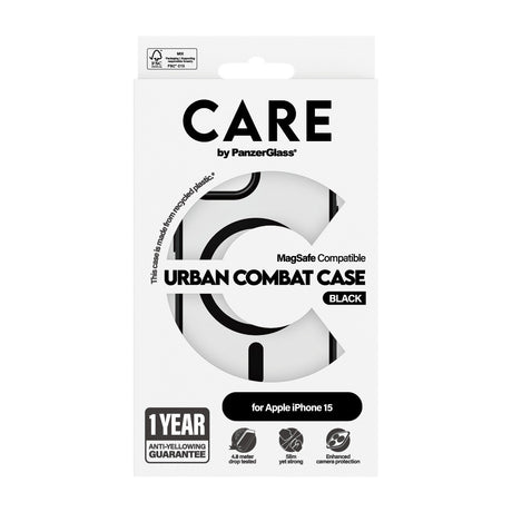 CARE by PanzerGlass iPhone 15 Skal Urban Combat MagSafe Svart