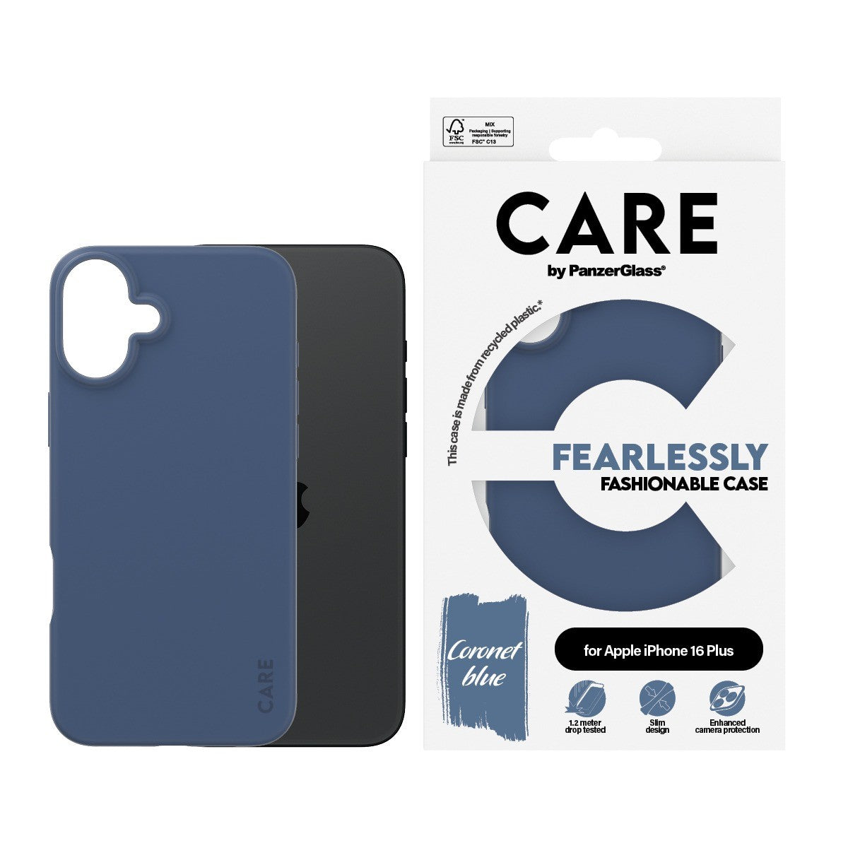 CARE by PanzerGlass iPhone 16 Plus Skal Fashionable Blå