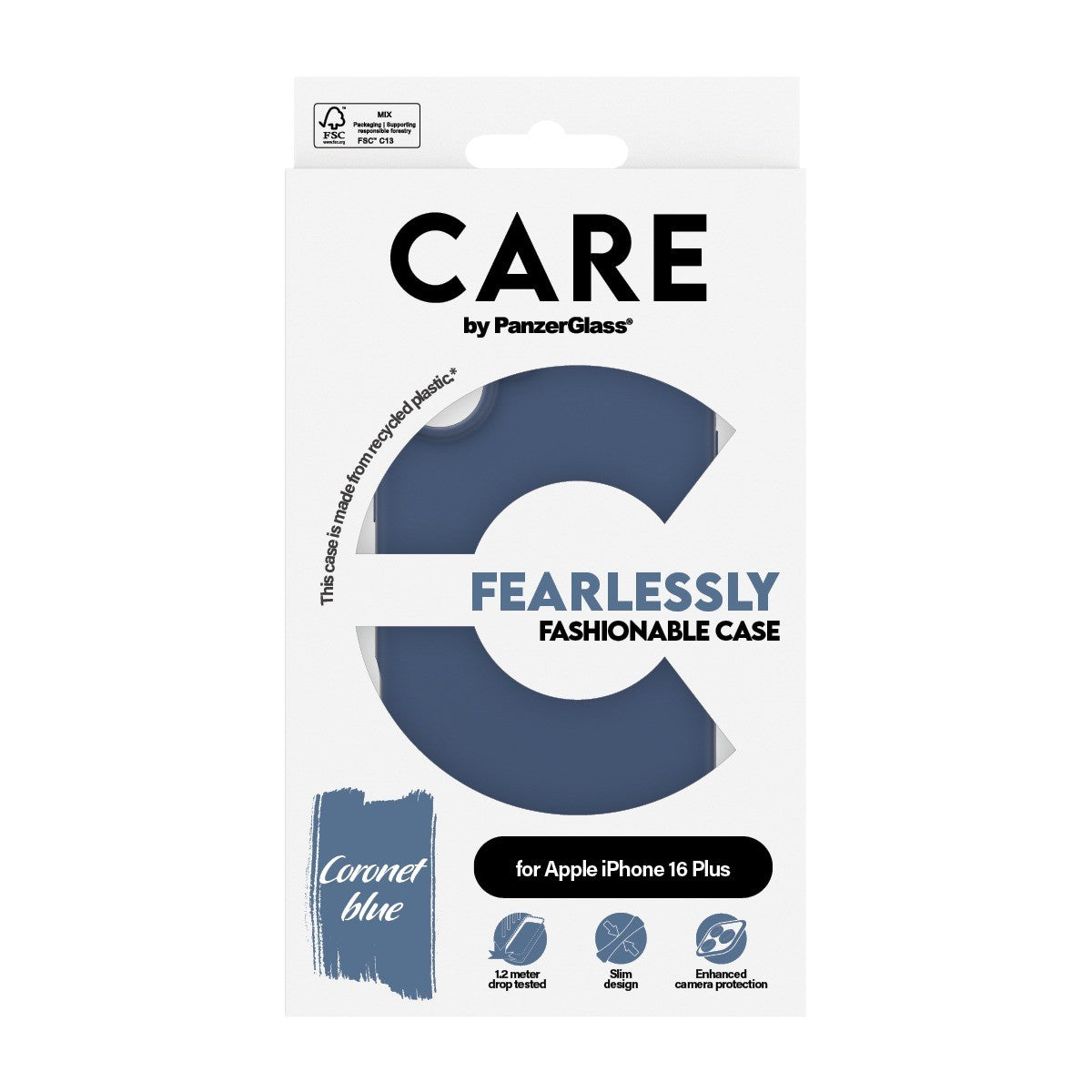 CARE by PanzerGlass iPhone 16 Plus Skal Fashionable Blå