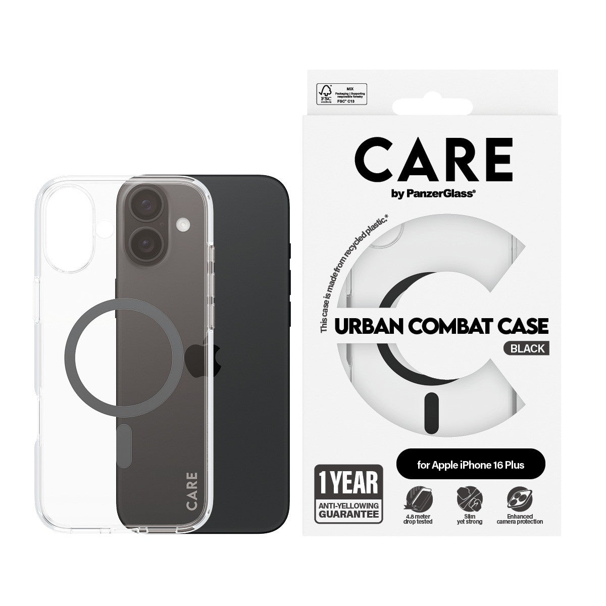 CARE by PanzerGlass iPhone 16 Plus Skal Urban Combat MagSafe Svart