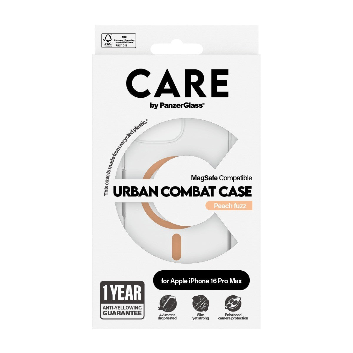 CARE by PanzerGlass iPhone 16 Pro Max Skal Urban Combat MagSafe Peachy