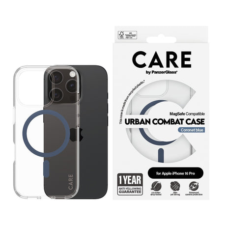 CARE by PanzerGlass iPhone 16 Pro Skal Urban Combat MagSafe Blå