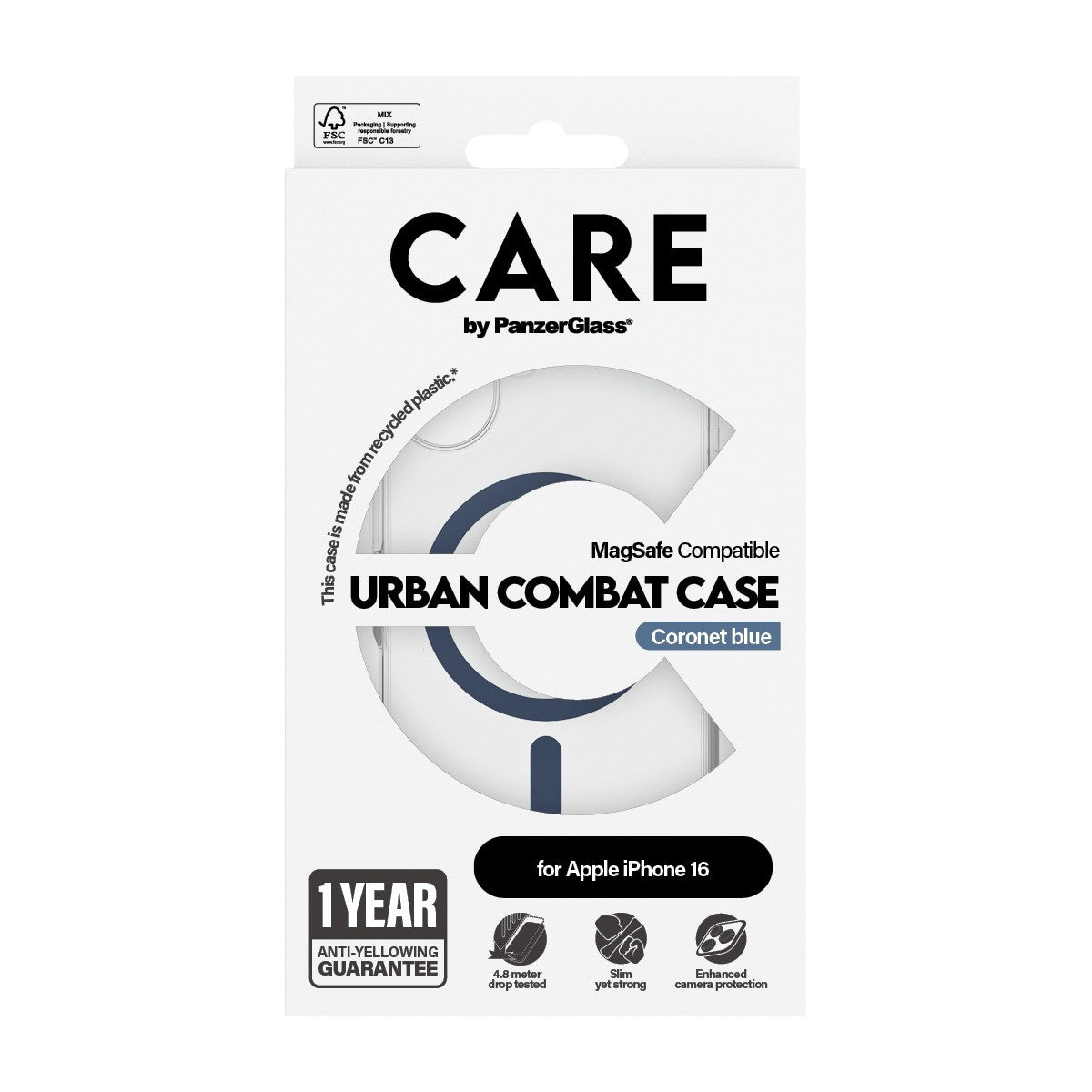 CARE by PanzerGlass iPhone 16 Skal Urban Combat MagSafe Blå