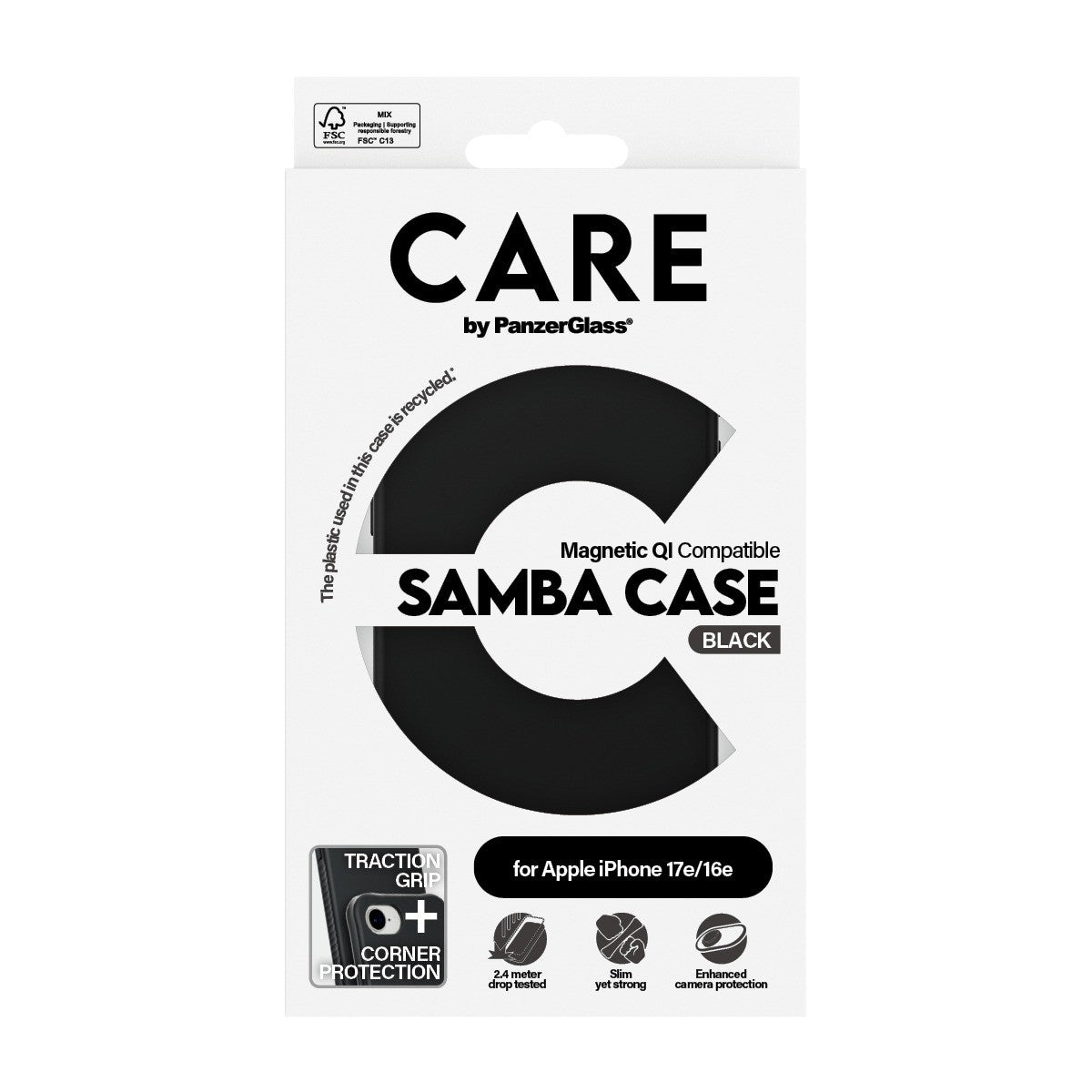 CARE by PanzerGlass iPhone 16e/iPhone 17e Skal Samba MagSafe Svart