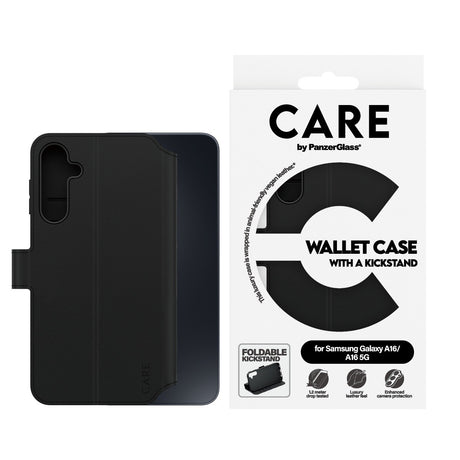 CARE by PanzerGlass Samsung Galaxy A16 Fodral Wallet Kickstand Svart