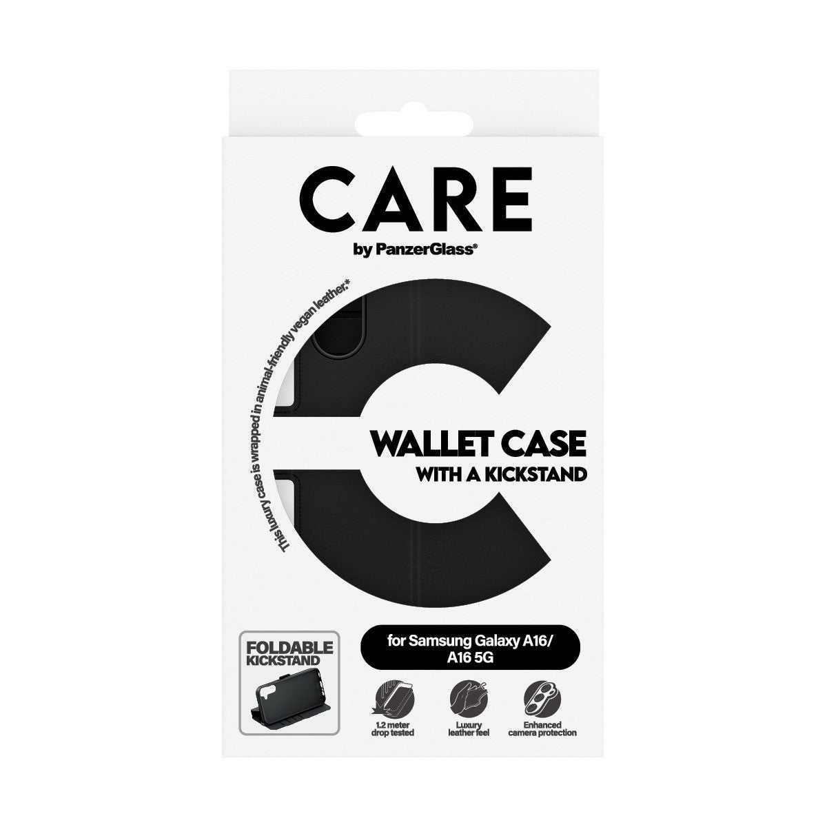CARE by PanzerGlass Samsung Galaxy A16 Fodral Wallet Kickstand Svart