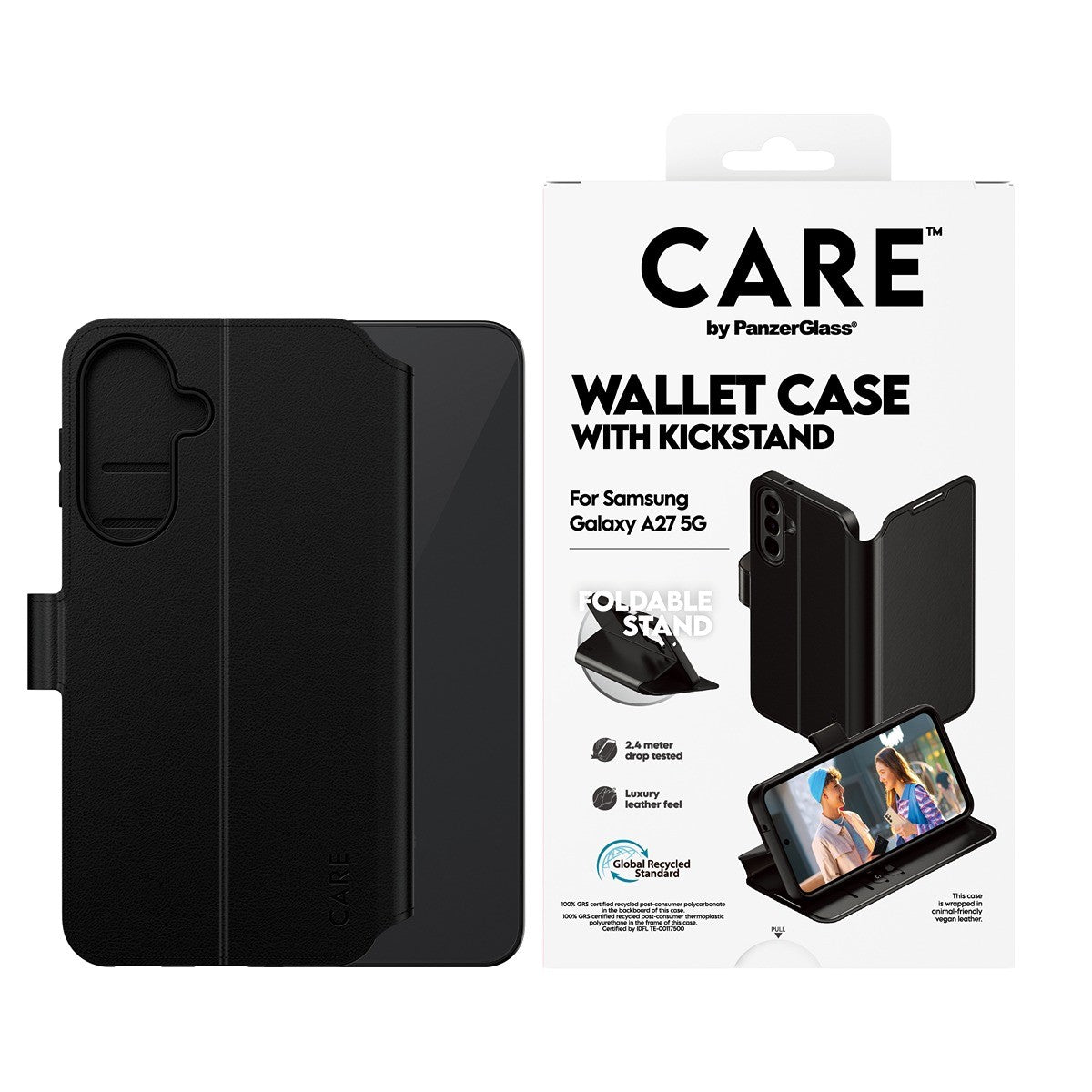 CARE by PanzerGlass Samsung Galaxy A27 Fodral Wallet Kickstand Svart