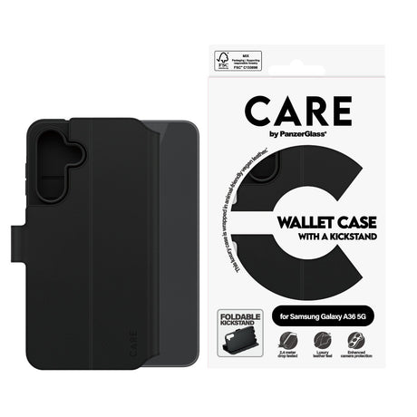 CARE by PanzerGlass Samsung Galaxy A36 Fodral Wallet Kickstand Svart