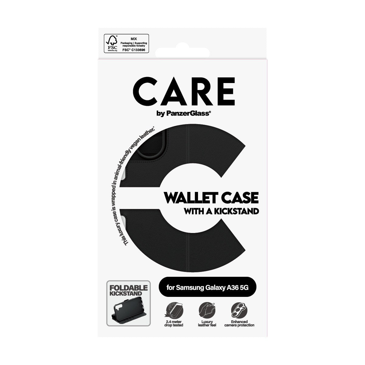 CARE by PanzerGlass Samsung Galaxy A36 Fodral Wallet Kickstand Svart