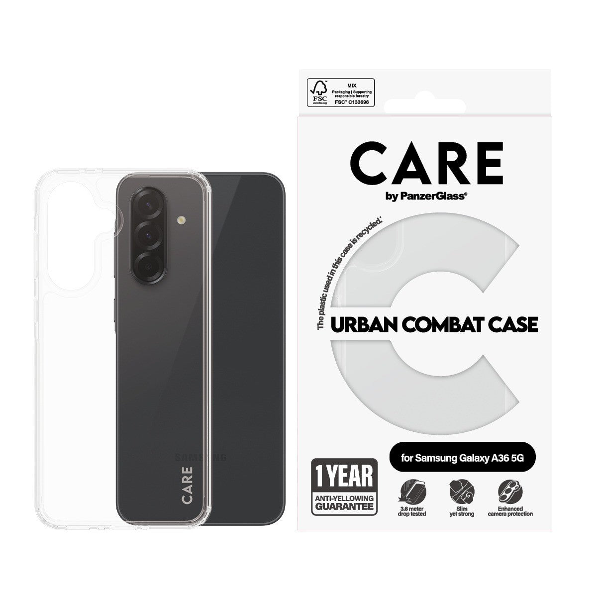 CARE by PanzerGlass Samsung Galaxy A36 Skal Urban Combat Transparent