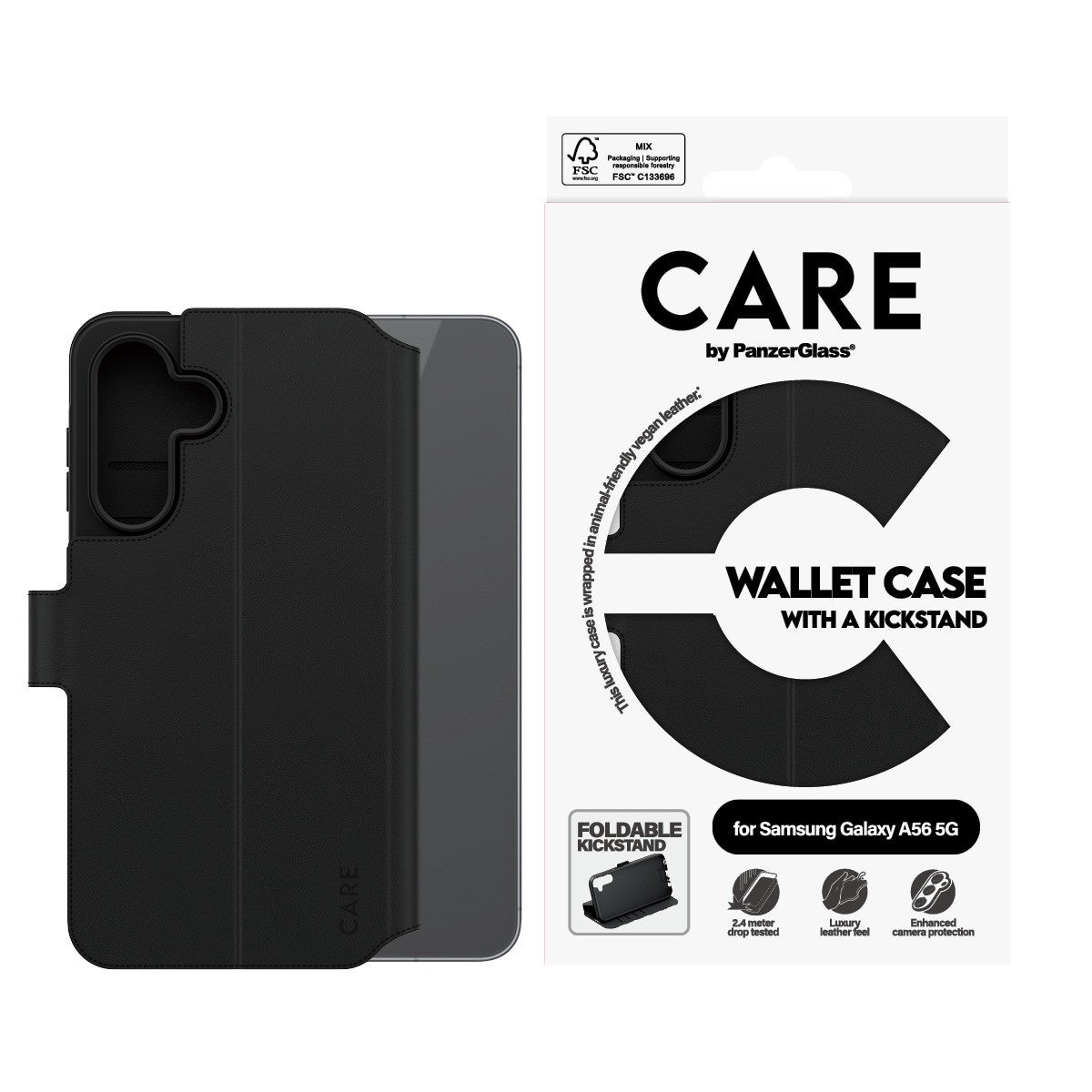 CARE by PanzerGlass Samsung Galaxy A56 Fodral Wallet Kickstand Svart