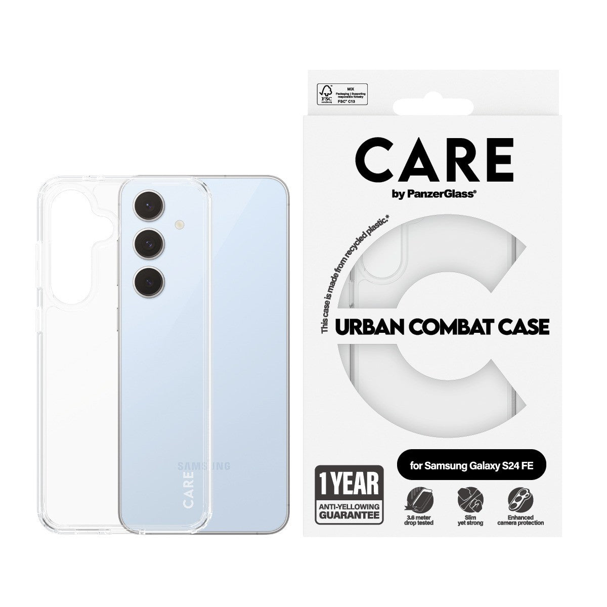 CARE by PanzerGlass Samsung Galaxy S24 FE Skal Urban Combat Transparent