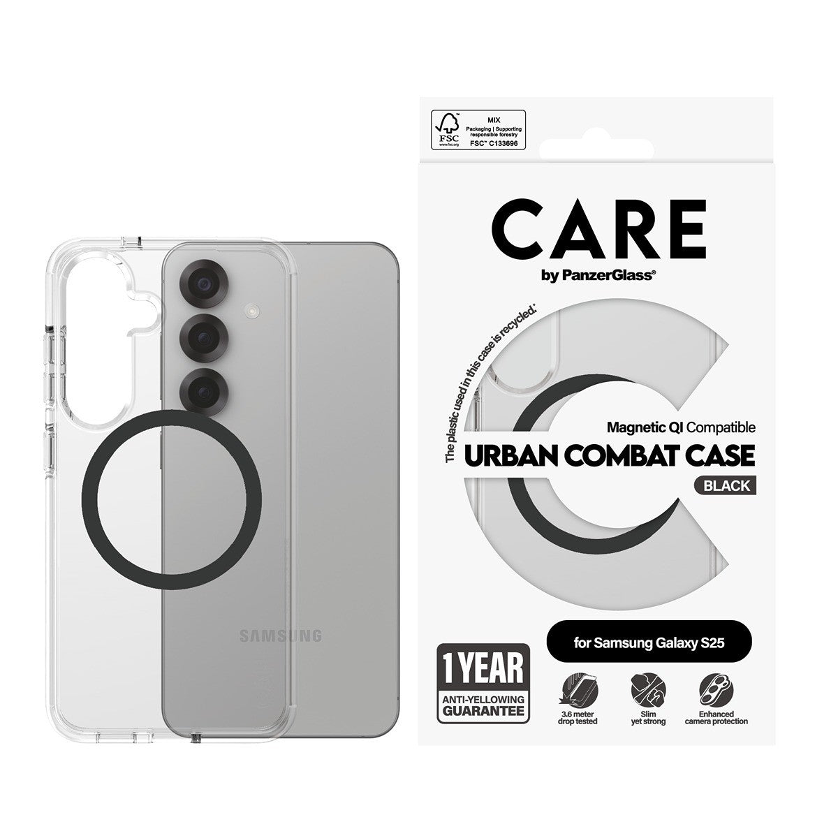 CARE by PanzerGlass Samsung Galaxy S25 Skal Urban Combat MagSafe Svart