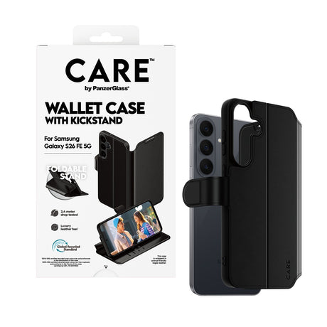 CARE by PanzerGlass Samsung Galaxy S26 FE Fodral Wallet Kickstand Svart