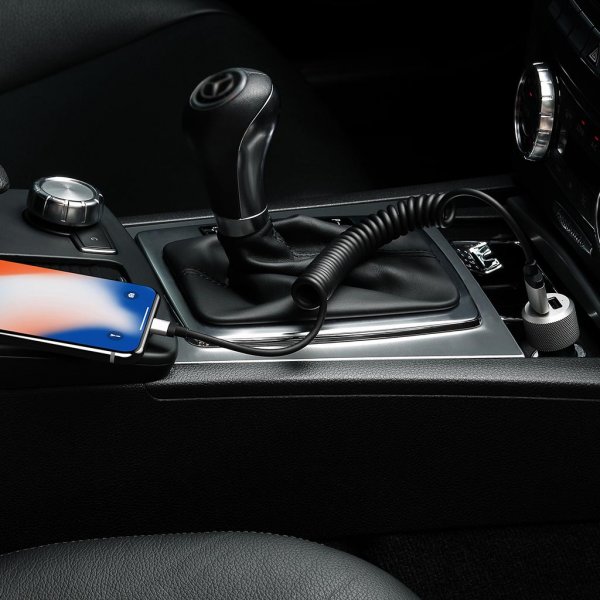 Just Mobile Billaddare Och Lightning Kabel Highway Max Svart Silver