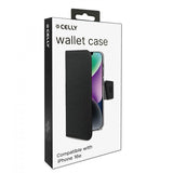 Celly iPhone 16e/17e Fodral Wally Wallet Case Svart