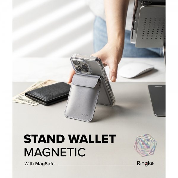 Ringke Korthållare Stand Wallet Magnetic MagSafe Light Gray