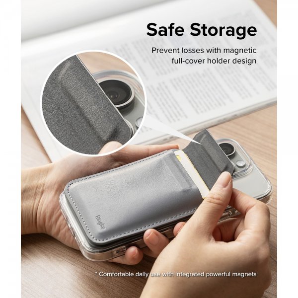 Ringke Korthållare Stand Wallet Magnetic MagSafe Light Gray
