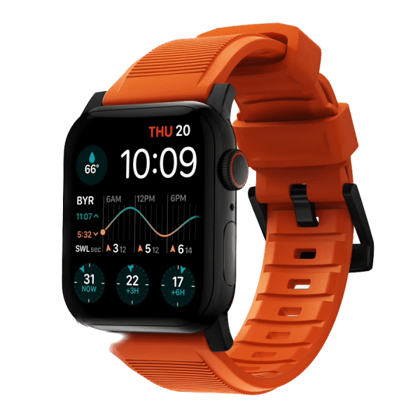 Nomad Apple Watch 44/45/46mm/Apple Watch Ultra Armband Rugged Band Black Hardware Ultra Orange