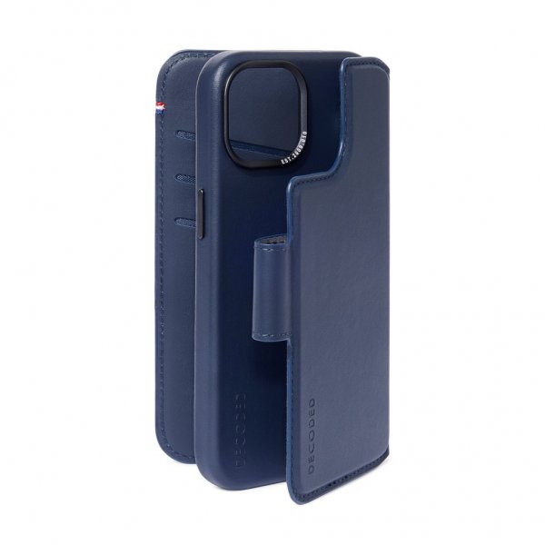 Decoded iPhone 15 Plus Fodral Leather Detachable Wallet True Navy