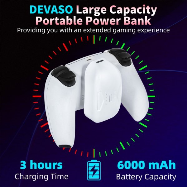 Devaso PlayStation 5 Kontroll Powerbank 6000 mAh