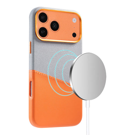 iPhone 17 Pro/iPhone 18 Pro Skal Läder Korthållare MagSafe Orange