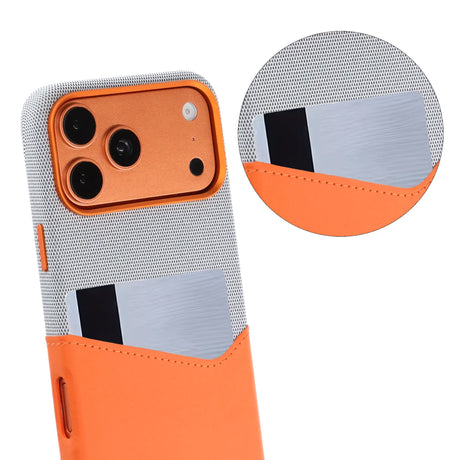 iPhone 17 Pro/iPhone 18 Pro Skal Läder Korthållare MagSafe Orange