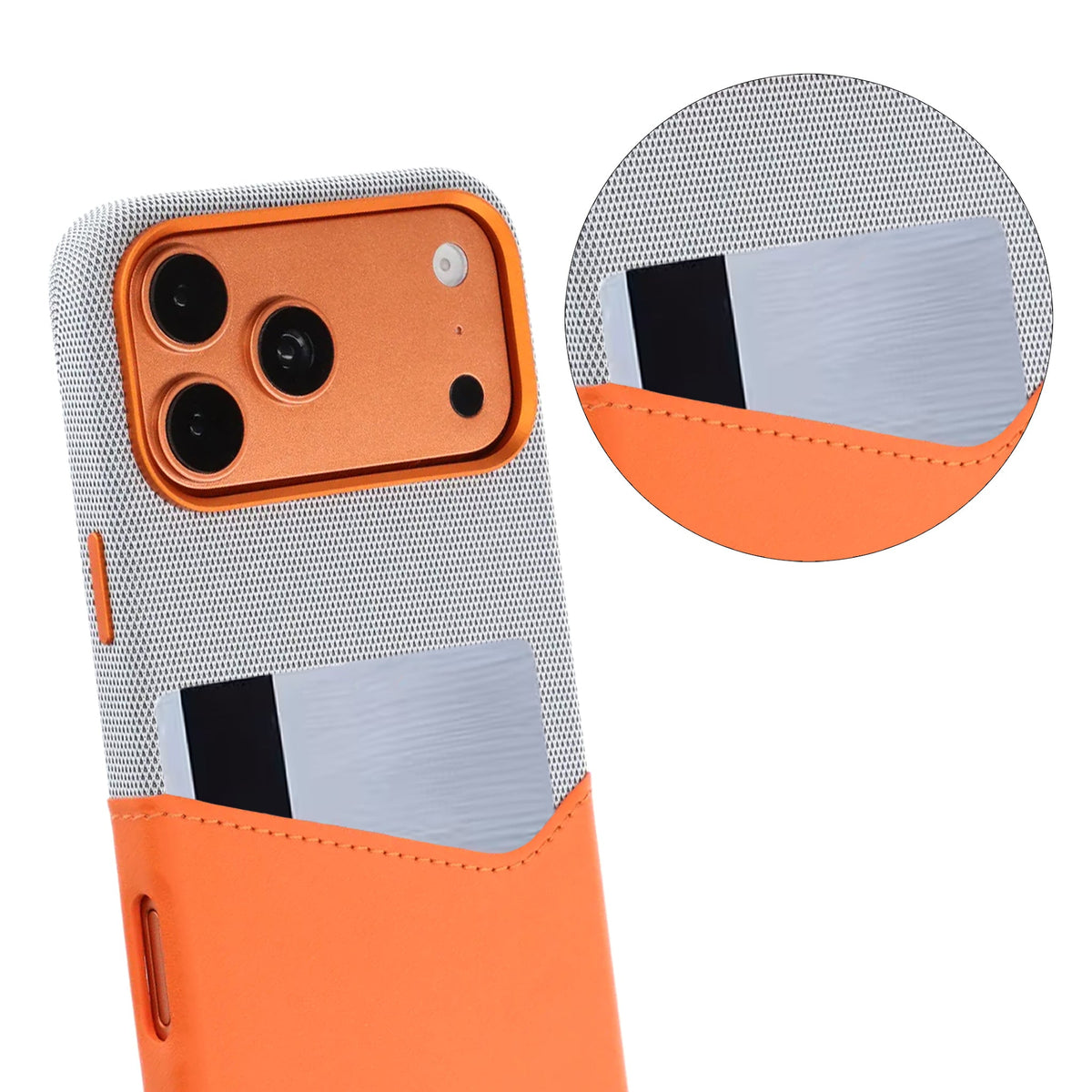 iPhone 17 Pro Max/iPhone 18 Pro Max Skal Läder Korthållare MagSafe Orange